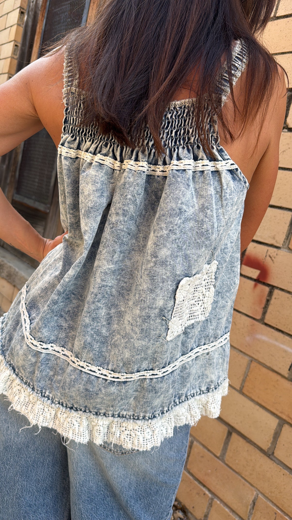 Vintage Denim Embroidery Tank