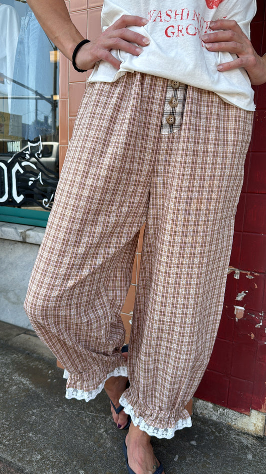 Plaid Cotton Bloomer Pants