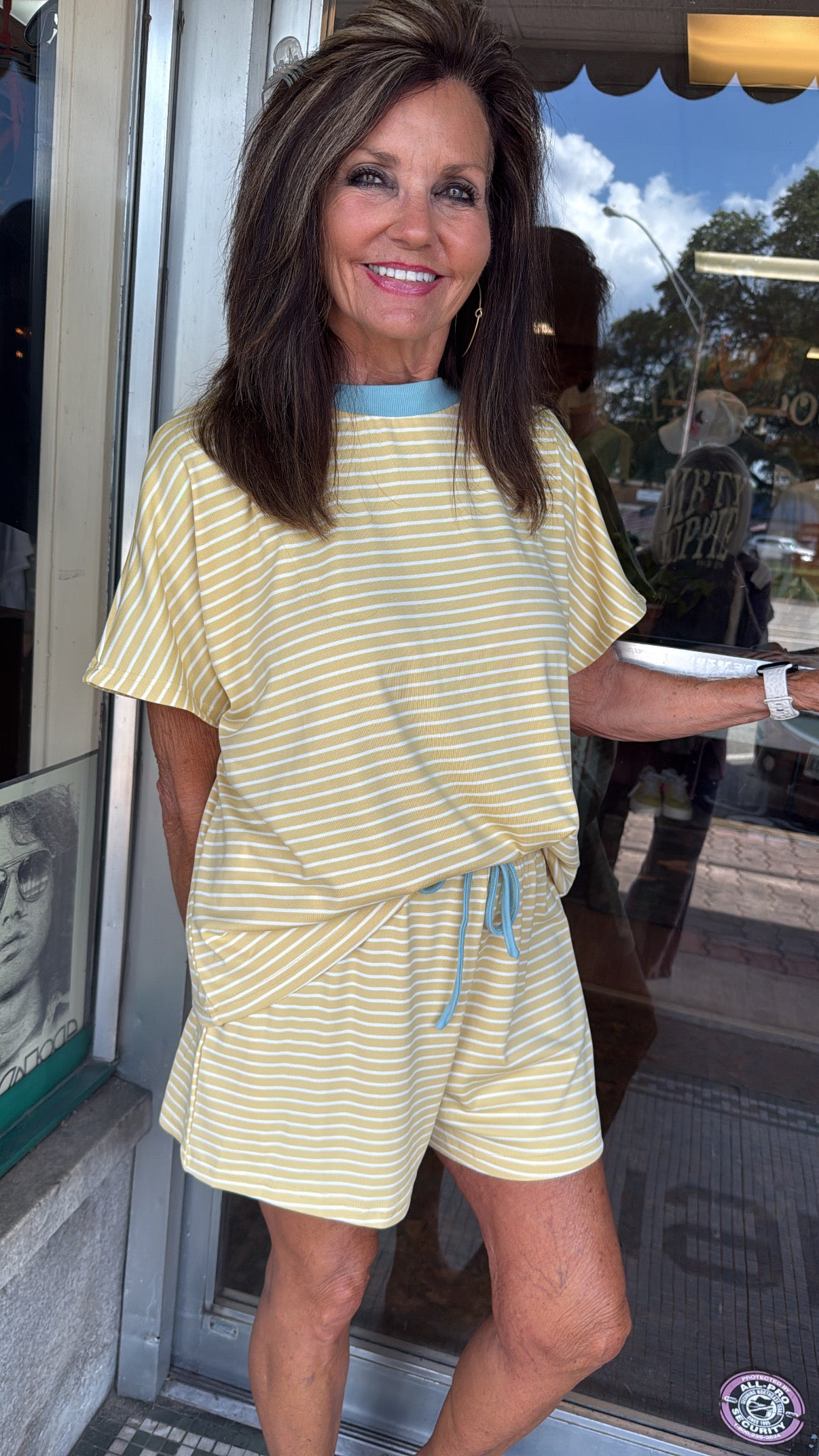 Butter & Sky Striped Short Set