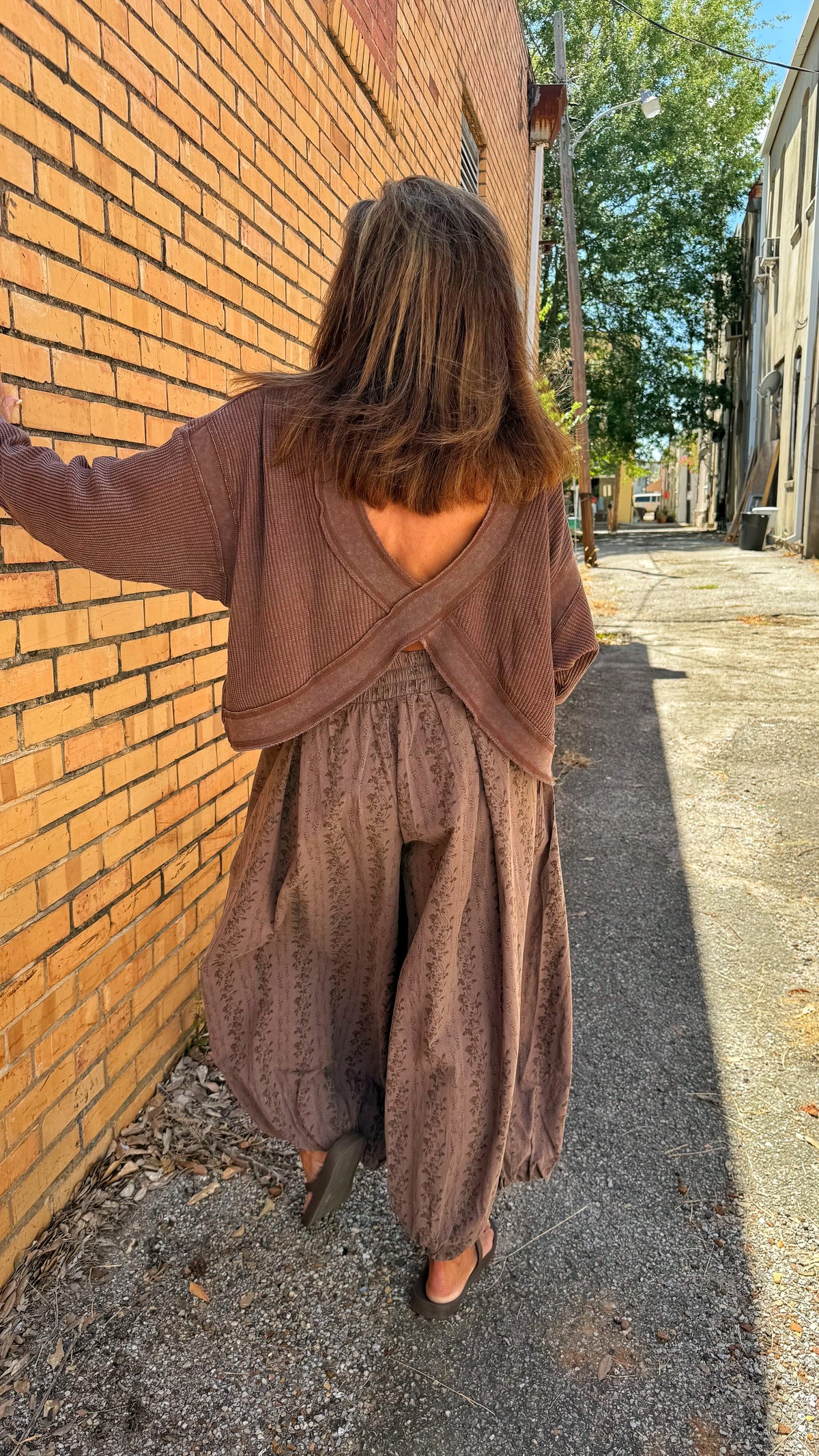 Open Back Brown Thermal Top