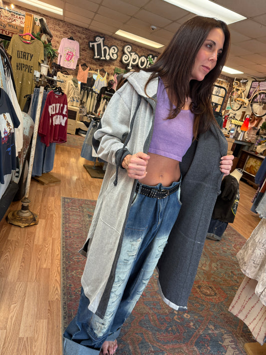 Drifter Pinstripe Hooded Duster