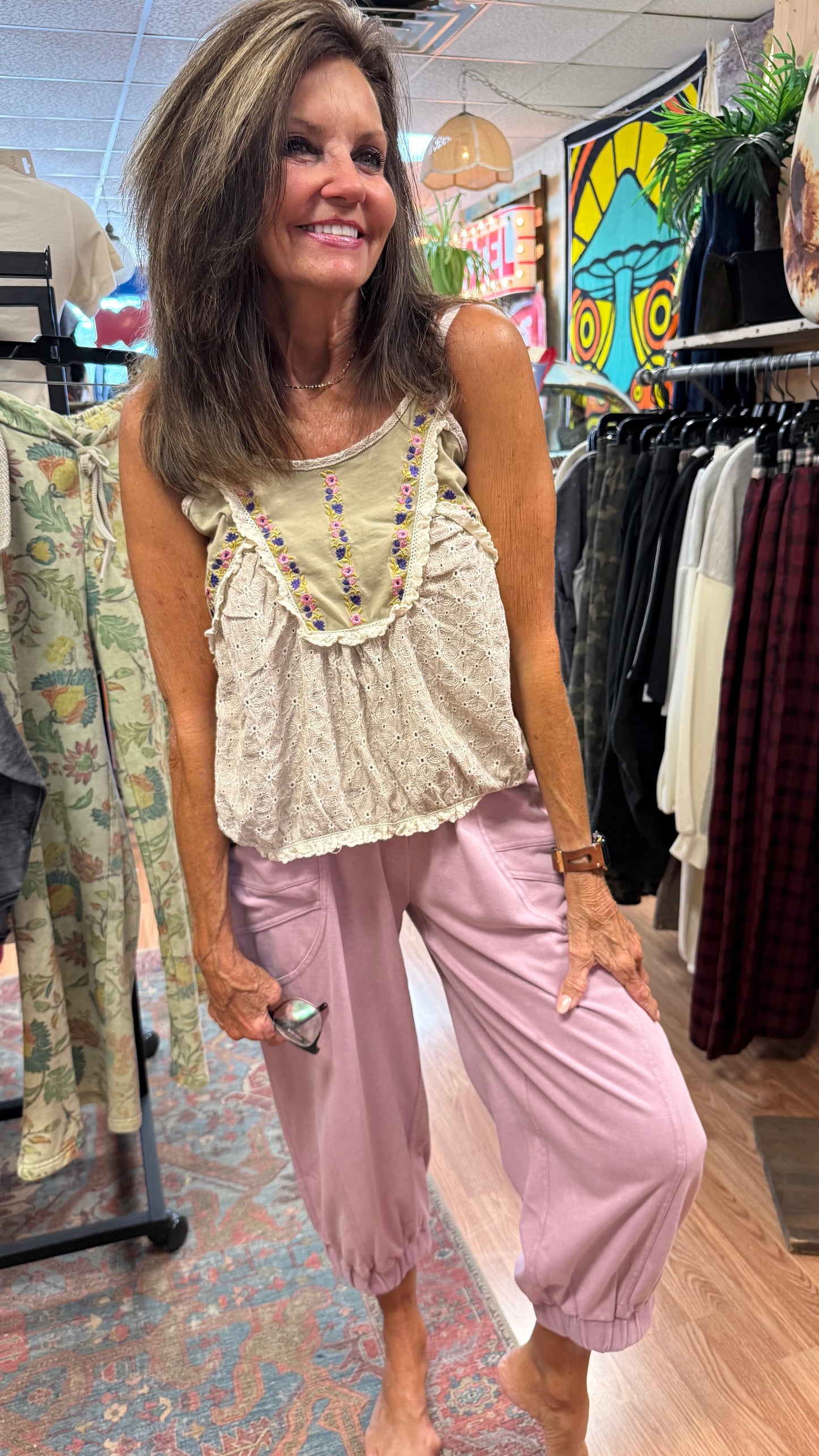 Wildflower Eyelet Babydoll Tank
