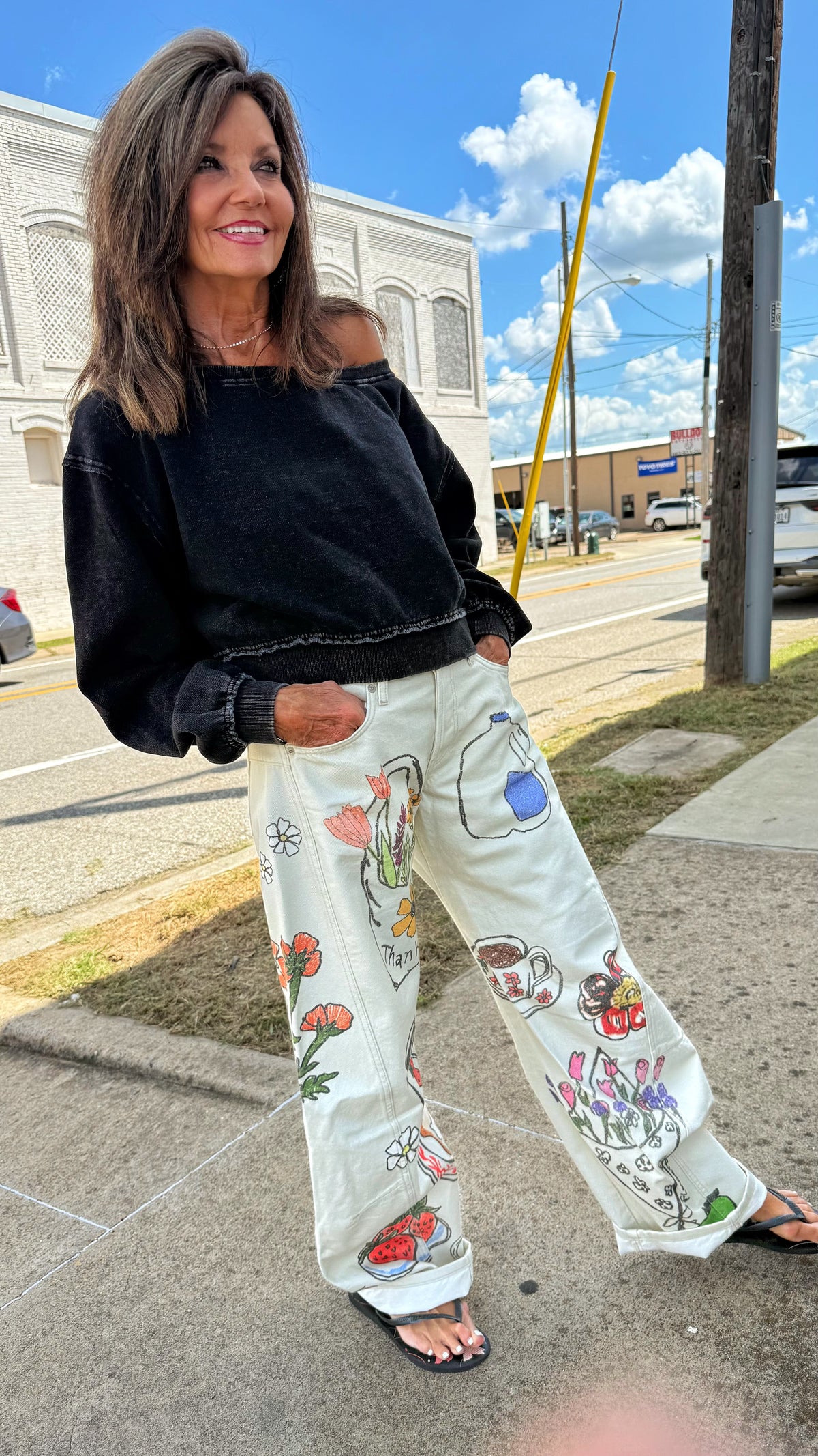 Fable Low Rise Print Barrel Jeans