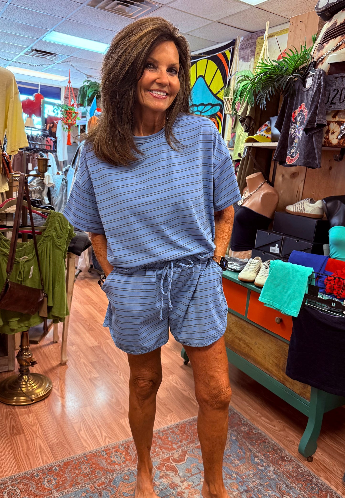 Blue Skies Ahead Striped Lounge Set