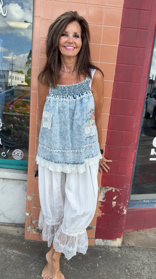 The Denim Lace Bloomer Styled Outfit