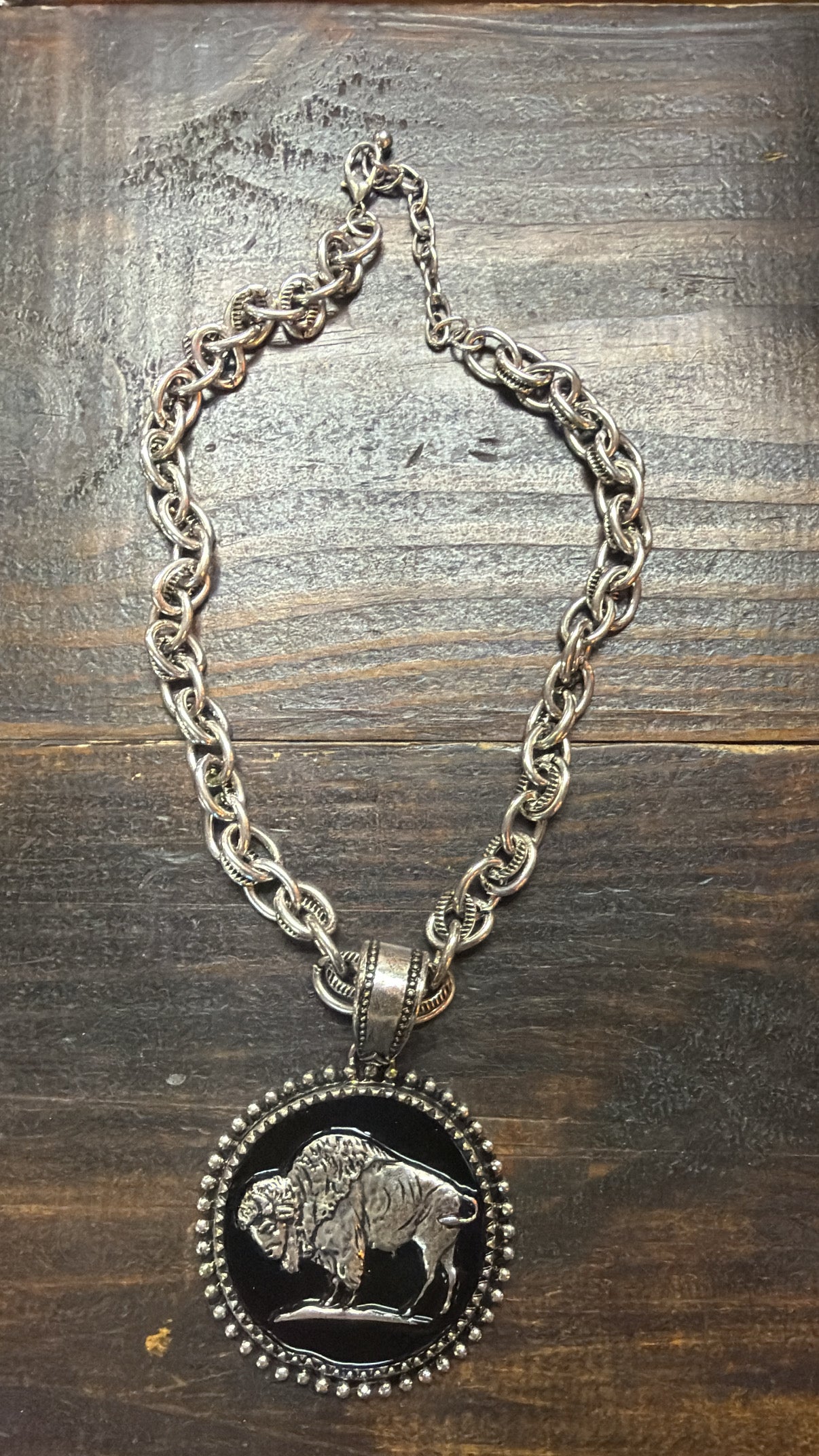 Buffalo Moon Pendant Necklace