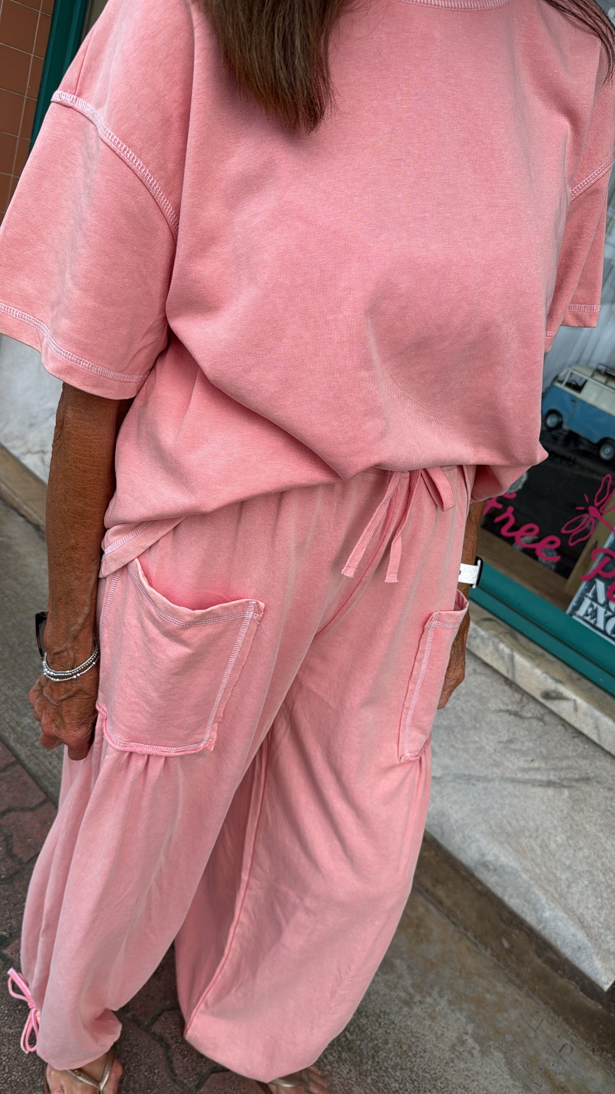 Washed Pink Balloon Pant Set