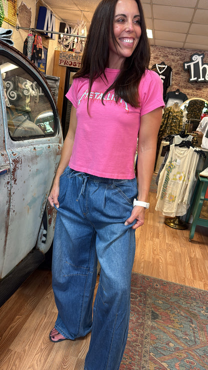 Baggie Pull-On Denim Jeans