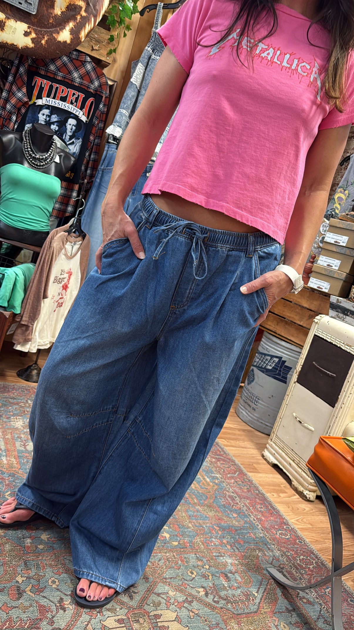 Baggie Pull-On Denim Jeans