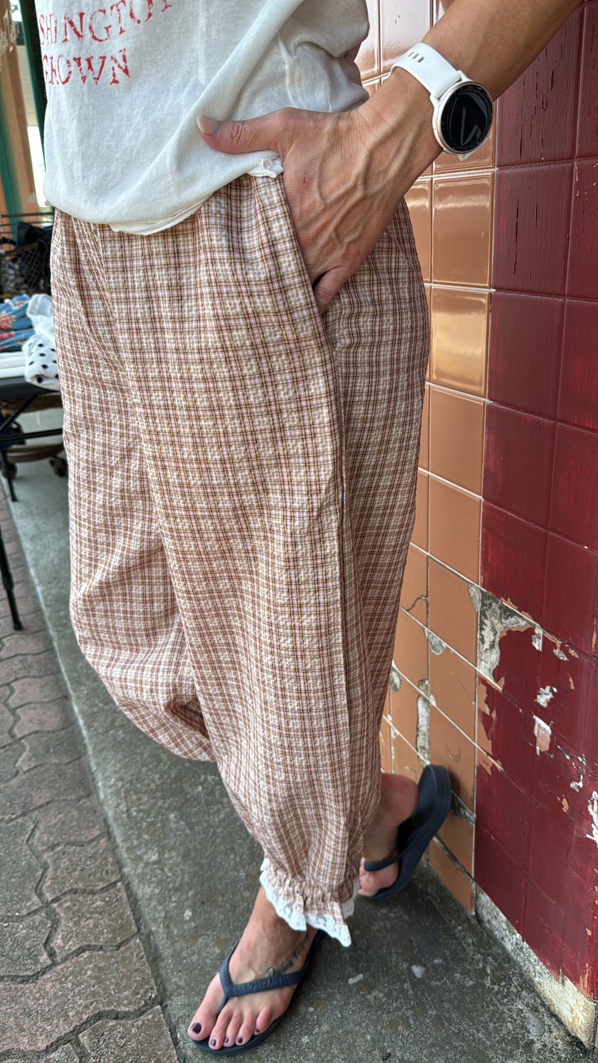 Plaid Cotton Bloomer Pants