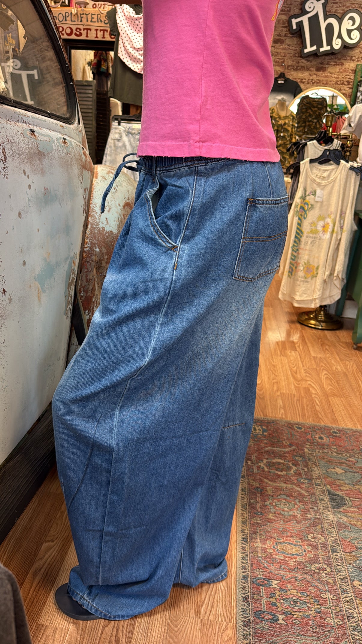Baggie Pull-On Denim Jeans