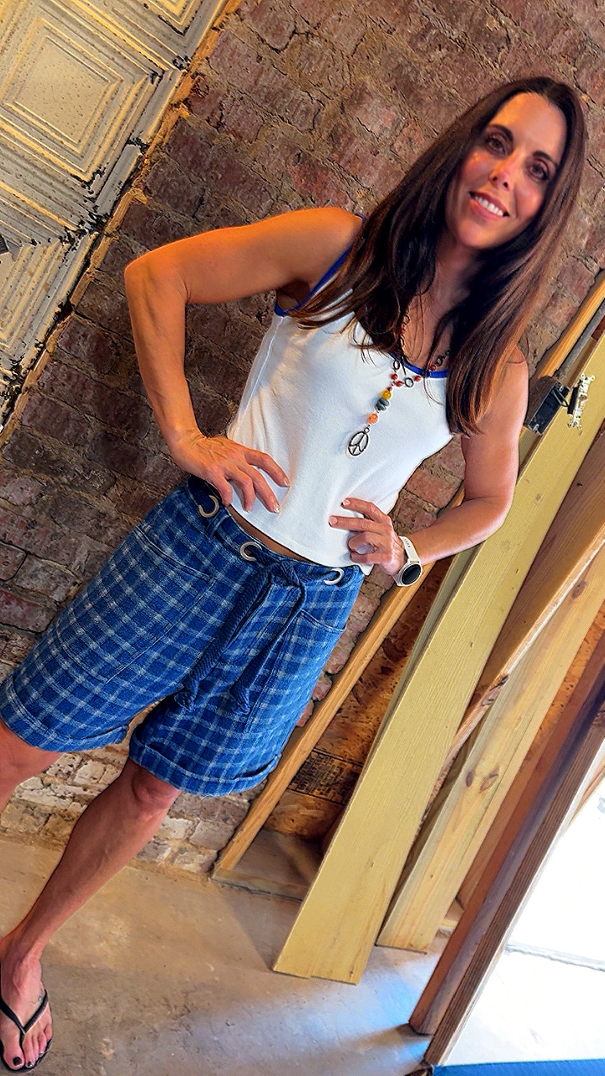 Blue Plaid Rope Shorts