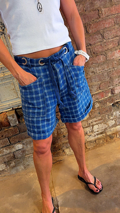 Blue Plaid Rope Shorts
