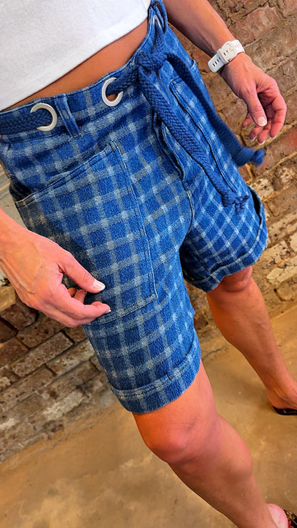 Blue Plaid Rope Shorts