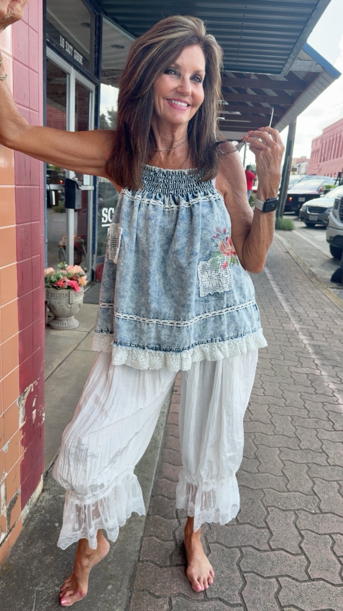 The Denim Lace Bloomer Styled Outfit