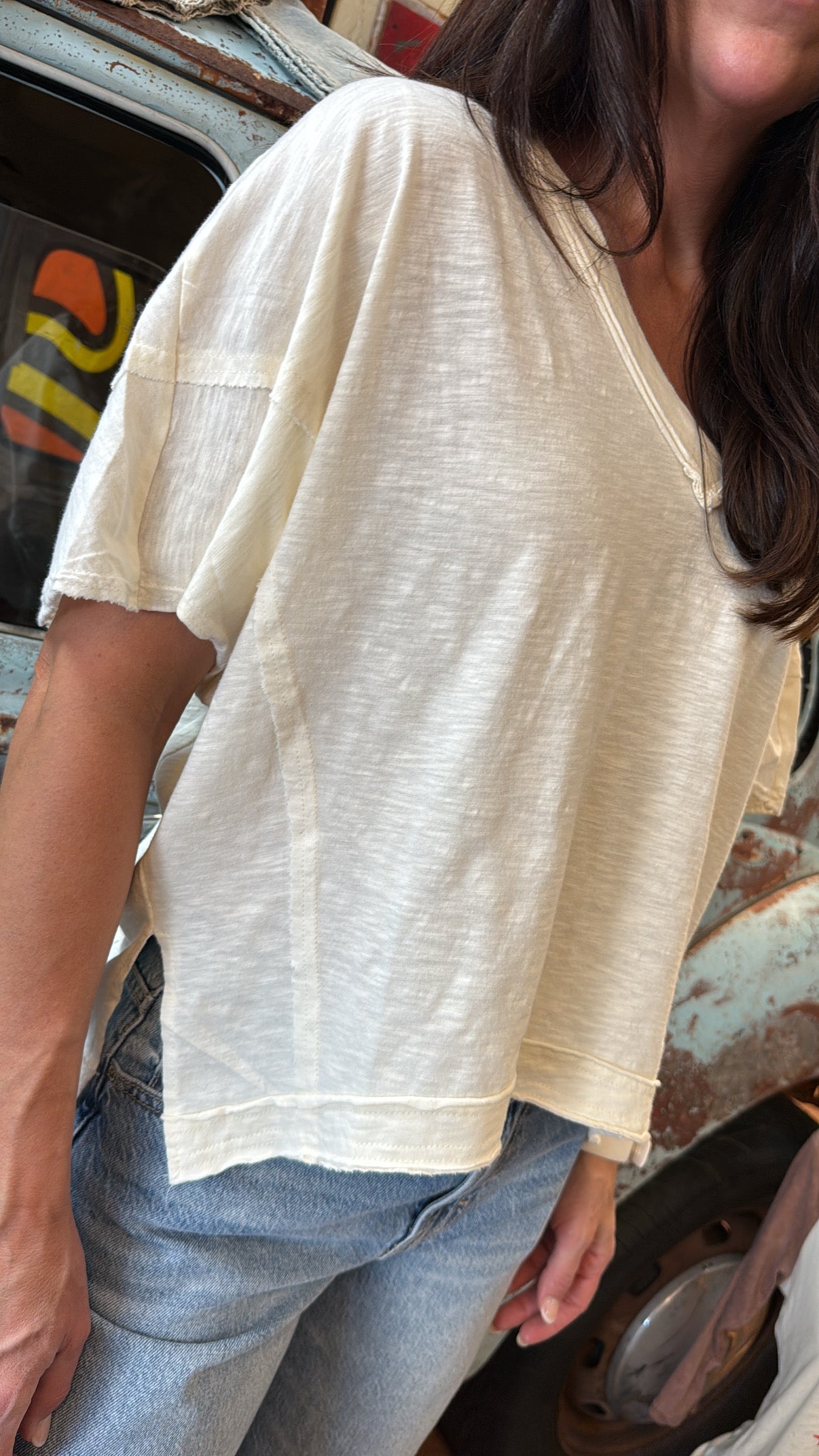 Crop V-Neck Tee
