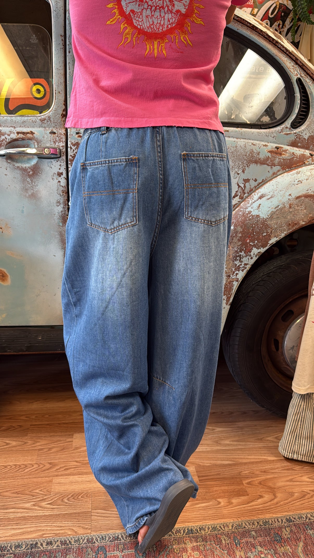 Baggie Pull-On Denim Jeans