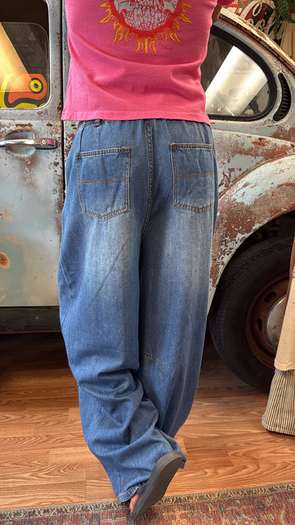 Baggie Pull-On Denim Jeans