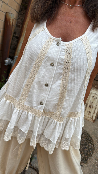 Lace Trim Babydoll Tank