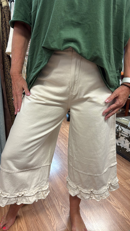 Ivory Prairie Ruffle Twill Jeans