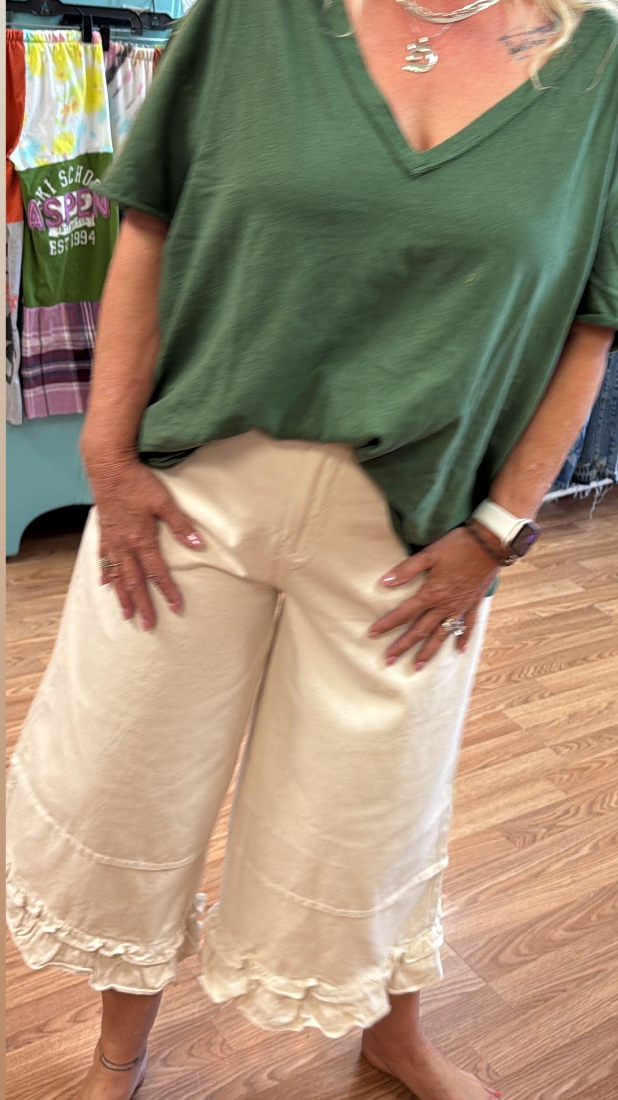 Ivory Prairie Ruffle Twill Jeans