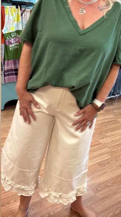 Ivory Prairie Ruffle Twill Jeans