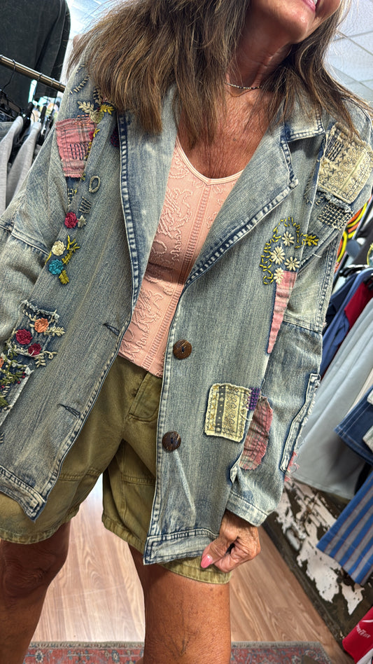 Wildflower Patchwork Denim Jacket
