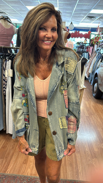 Wildflower Patchwork Denim Jacket
