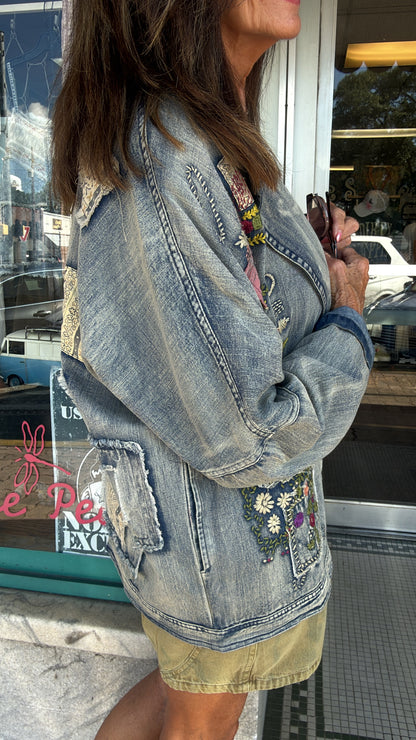 Wildflower Patchwork Denim Jacket