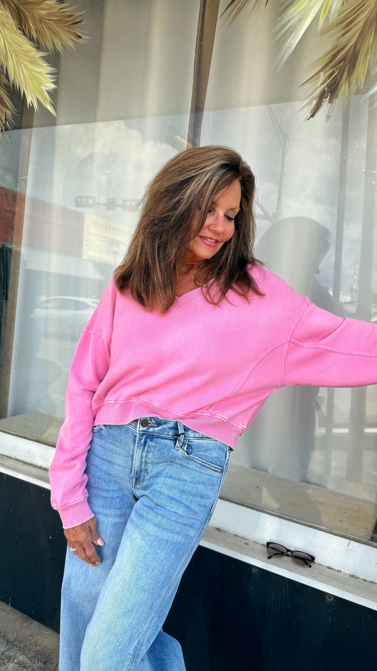 Blush Wash Crop V-Neck