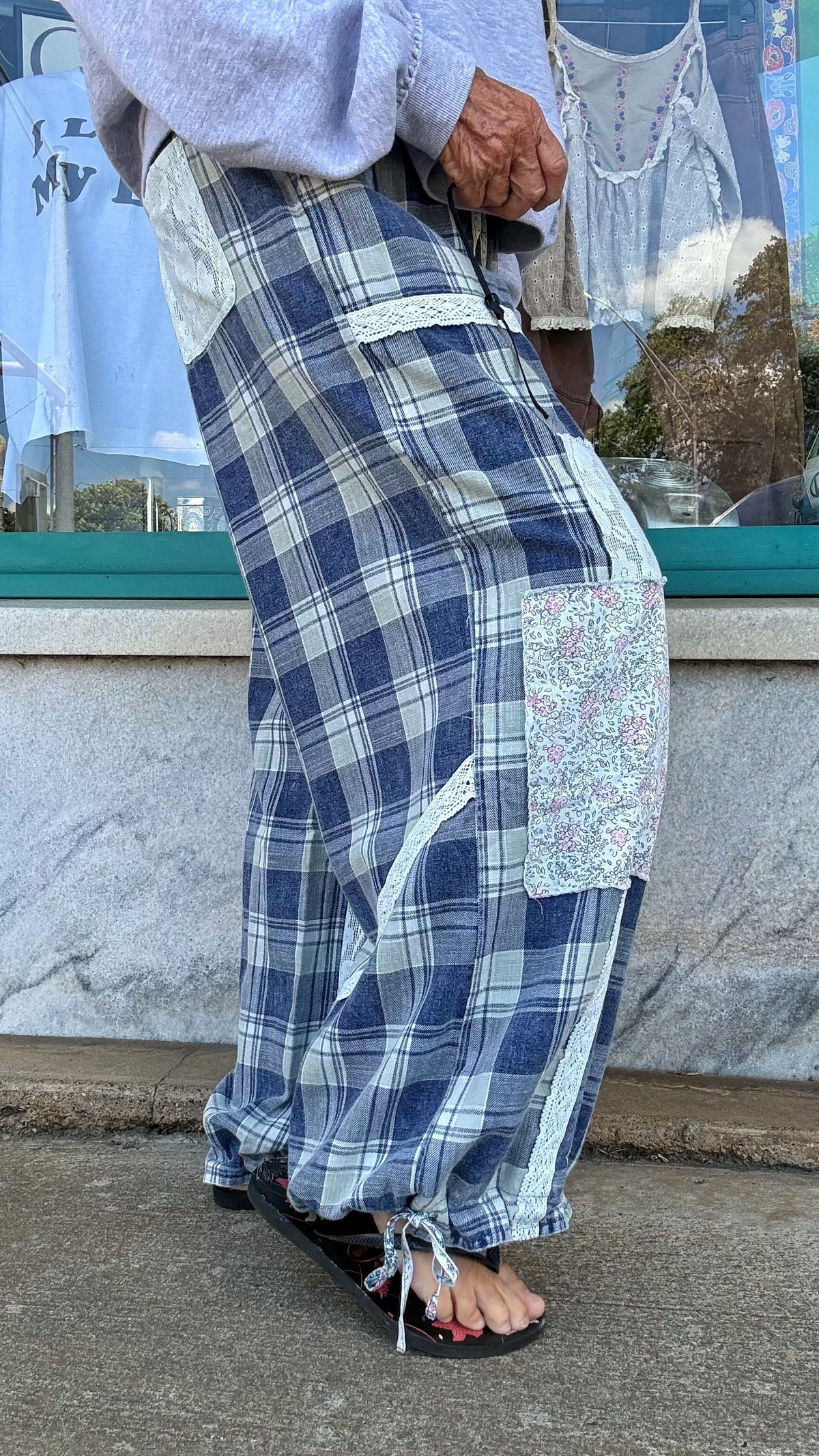 Indigo Plaid Balloon Pants