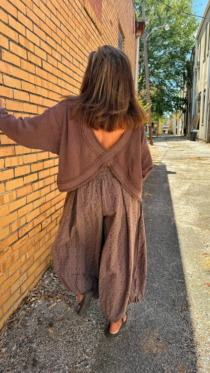 Open Back Brown Thermal Top
