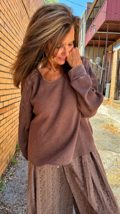 Open Back Brown Thermal Top