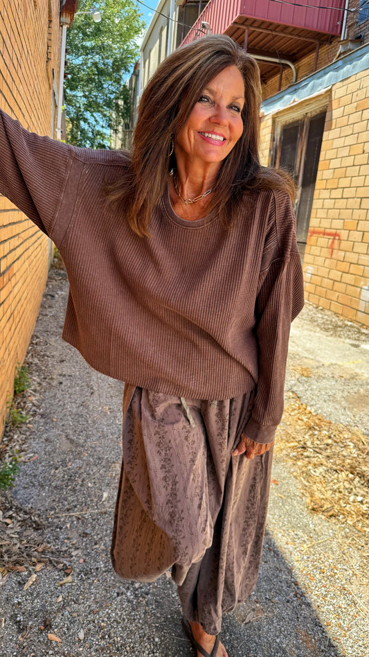 Open Back Brown Thermal Top