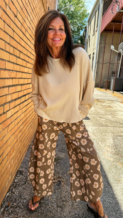 Cream Waffle Thermal Top