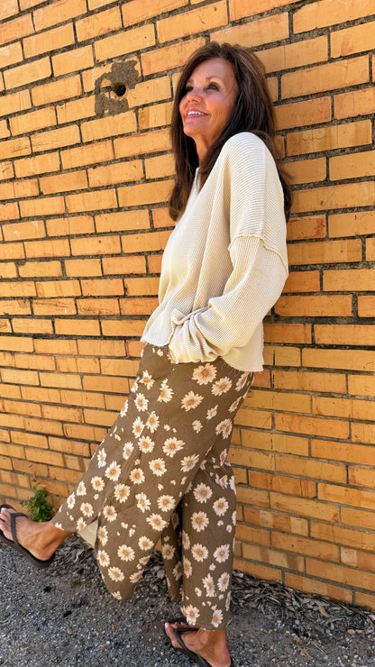 Cream Waffle Thermal Top