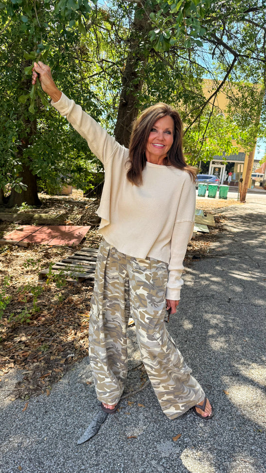 Oversized Camo Barrel Pants