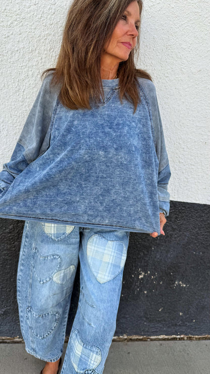 Denim Swing Knit Top