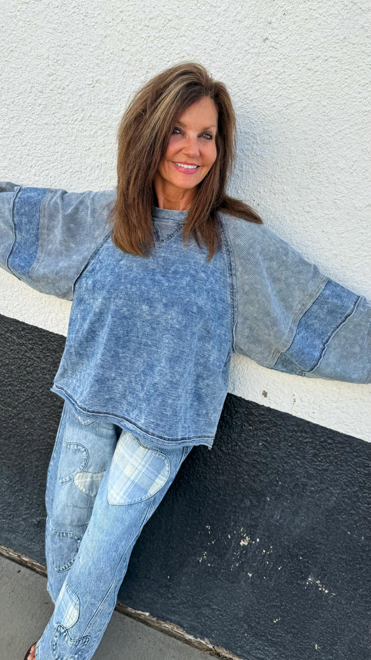 Denim Swing Knit Top