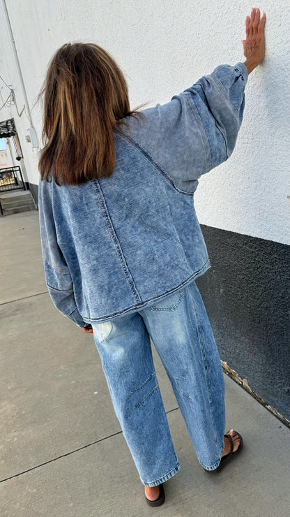 Denim Swing Knit Top