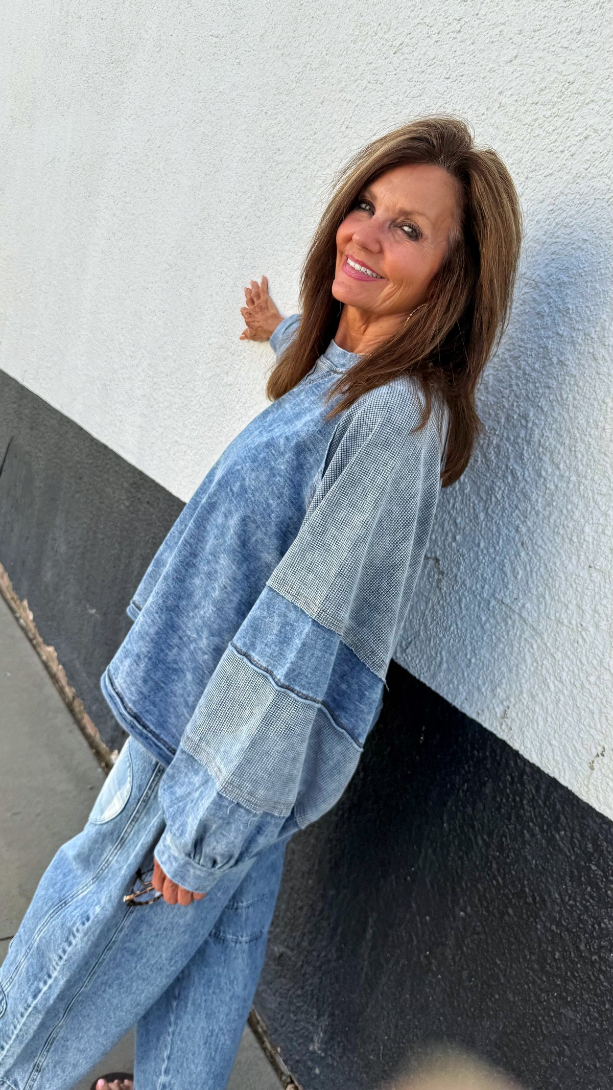 Denim Swing Knit Top
