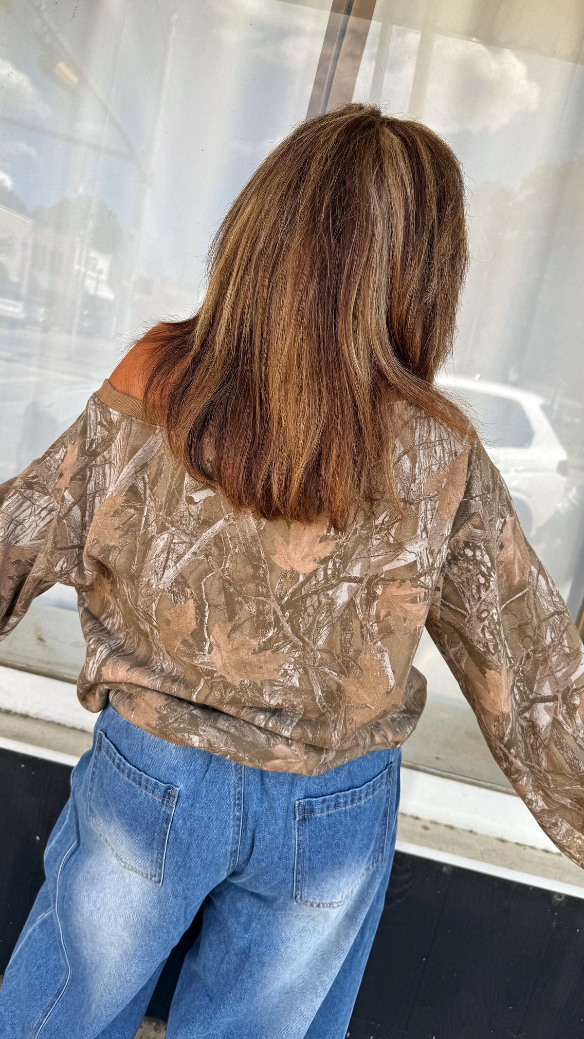 Camo Off-Shoulder Top