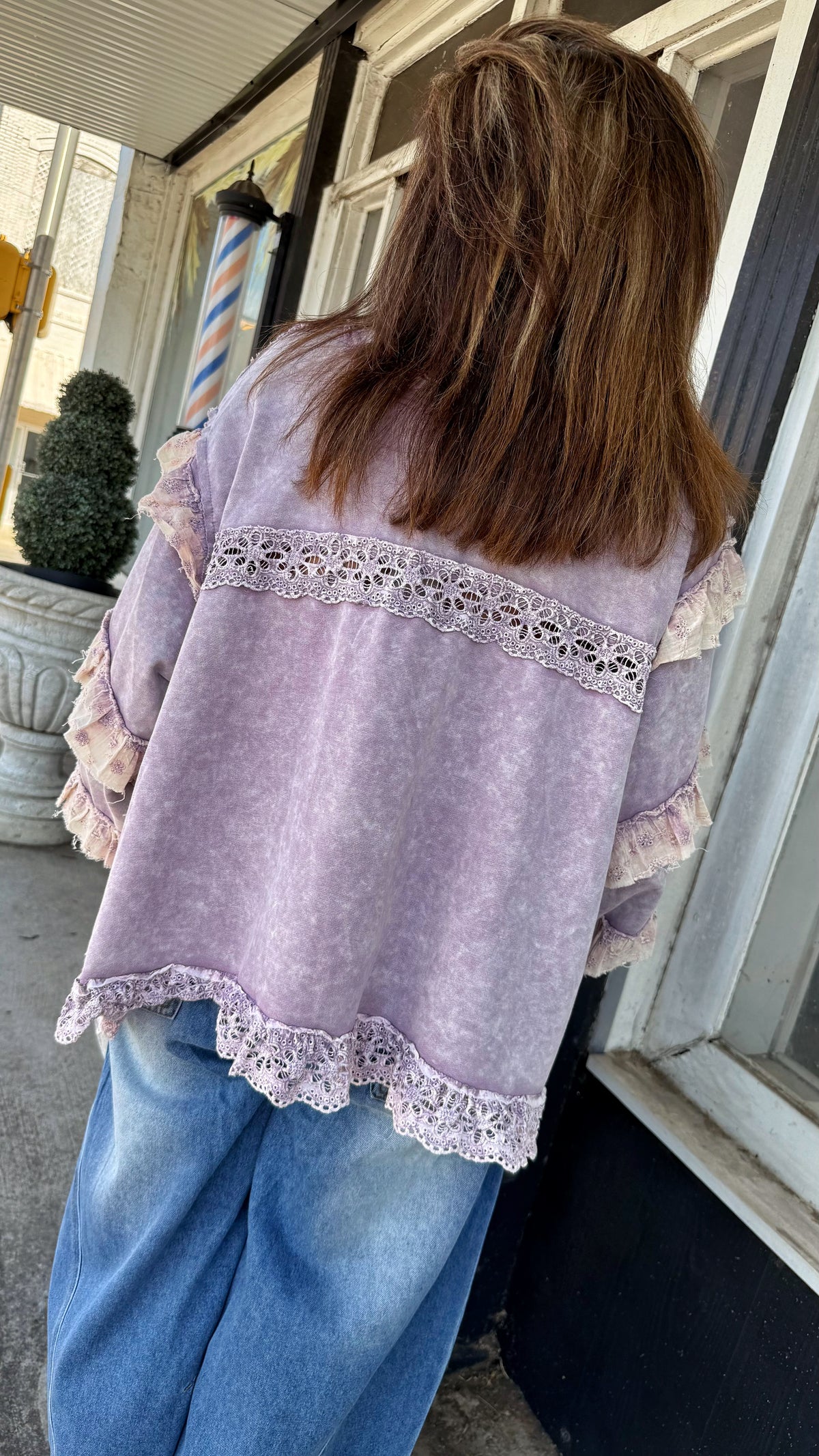 Lavender Ruffle Knit Top