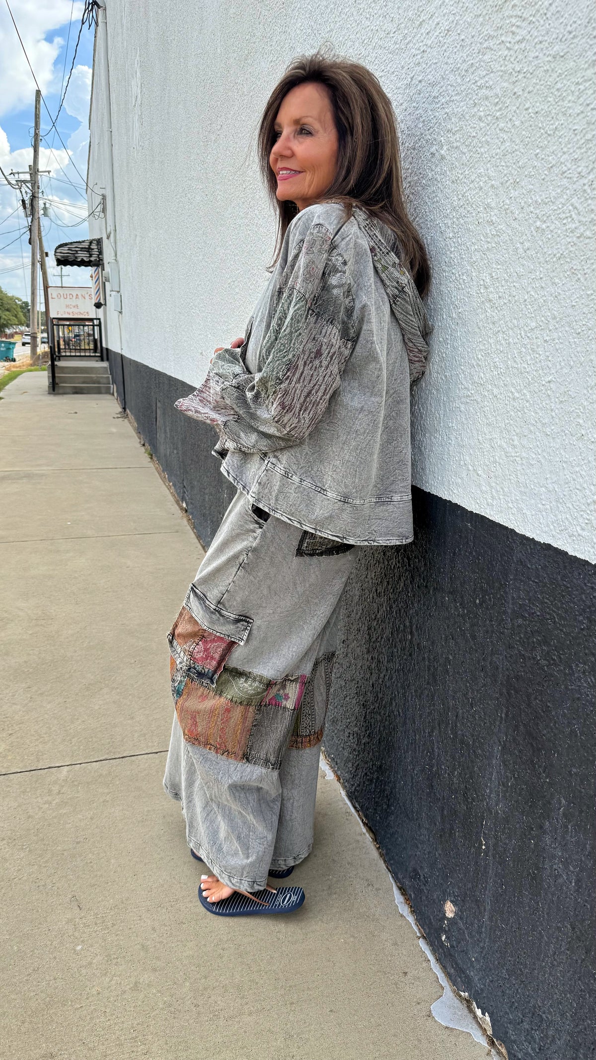 Patchwork Print Hoodie Pant Set
