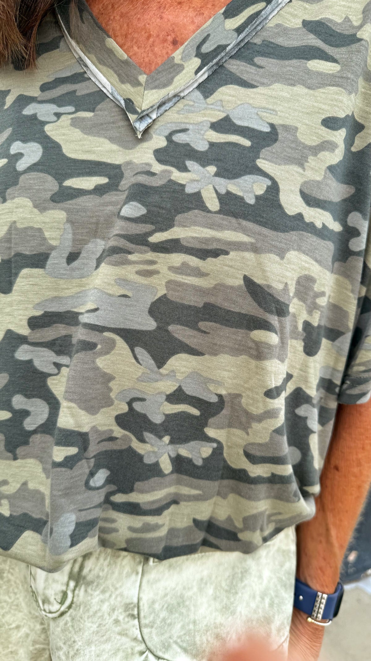 Oversized Camo V-Neck Tee