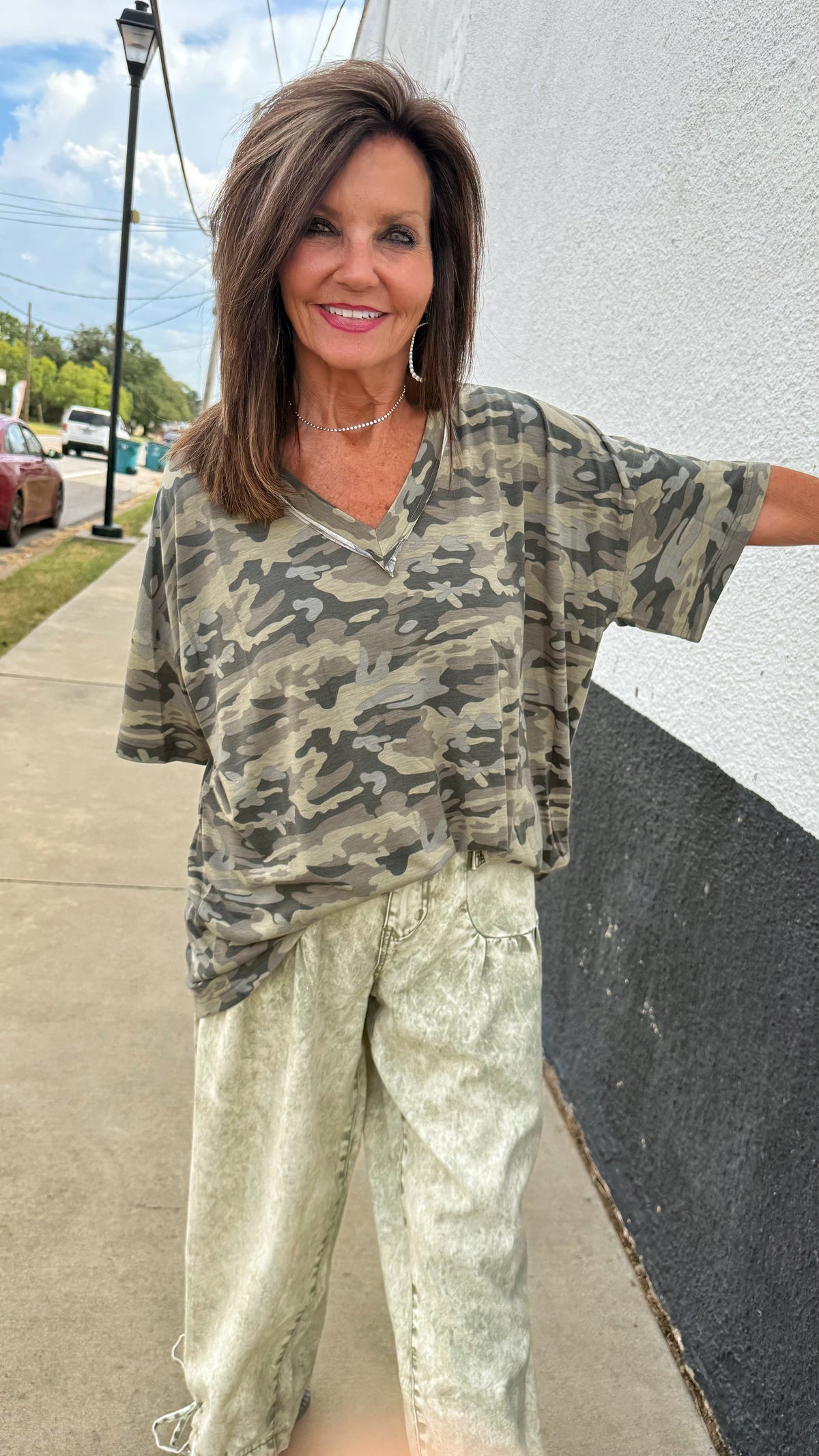 Oversized Camo V-Neck Tee