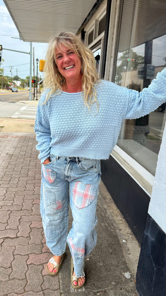 Ice Blue Crop Sweater