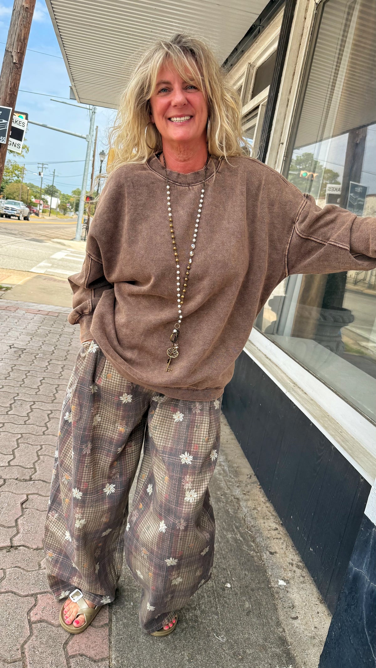 Dark Brown Washed Sweatshirt