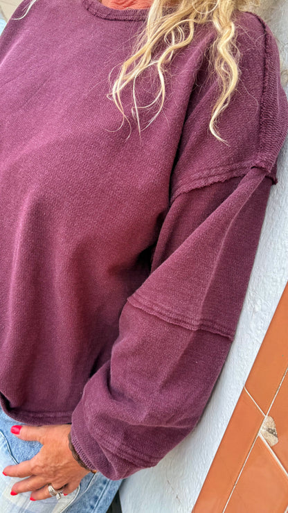 Dark Cherry Cotton Sweatshirt