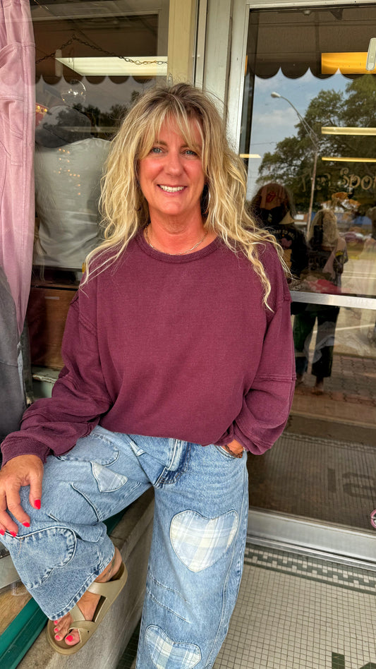 Dark Cherry Cotton Sweatshirt
